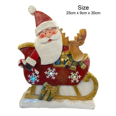 VERY LARGE SANTA ORNAMENT with LIGHT UP SLEIGH (NF36370) Christmas, Festive