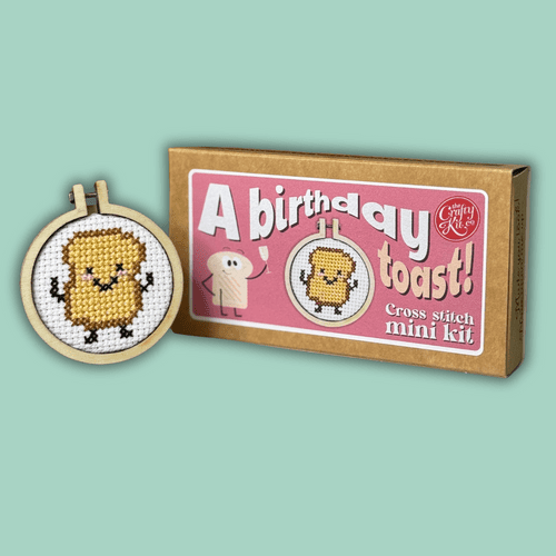 A Birthday Toast! Matchbox Mini Cross Stitch Kit