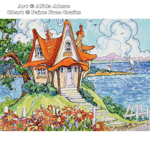 A bit of whimsy by the shore by Paine Free Crafts printed cross stitch chart