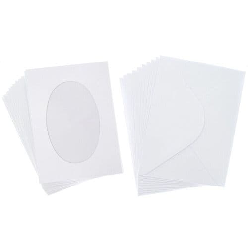 A6 Trifold Oval White Aperture Cards & Envelopes 10 Pack