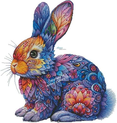 Abstract Bunny by Artecy printed cross stitch chart