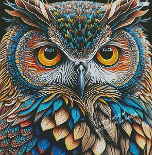 Abstract Owl by Artecy printed cross stitch chart
