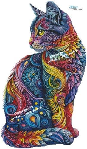 Abstract Tabby by Artecy printed cross stitch chart