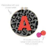 Animal Print Monogram Punch Needle Kit - Yarn and Hoop