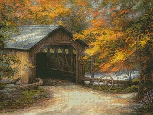 Autumn Bridge by Artecy printed cross stitch chart