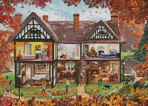 Autumn House by Artecy printed cross stitch chart