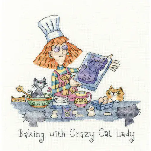 Baking with Crazy Cat Lady cross stitch chart - Peter Underhill