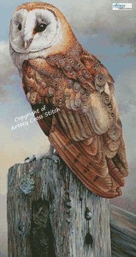 Barn Owl on a Post by Artecy printed cross stitch chart