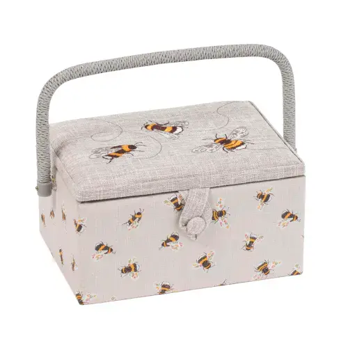 Bee Embroidered Lid Medium Sewing Box