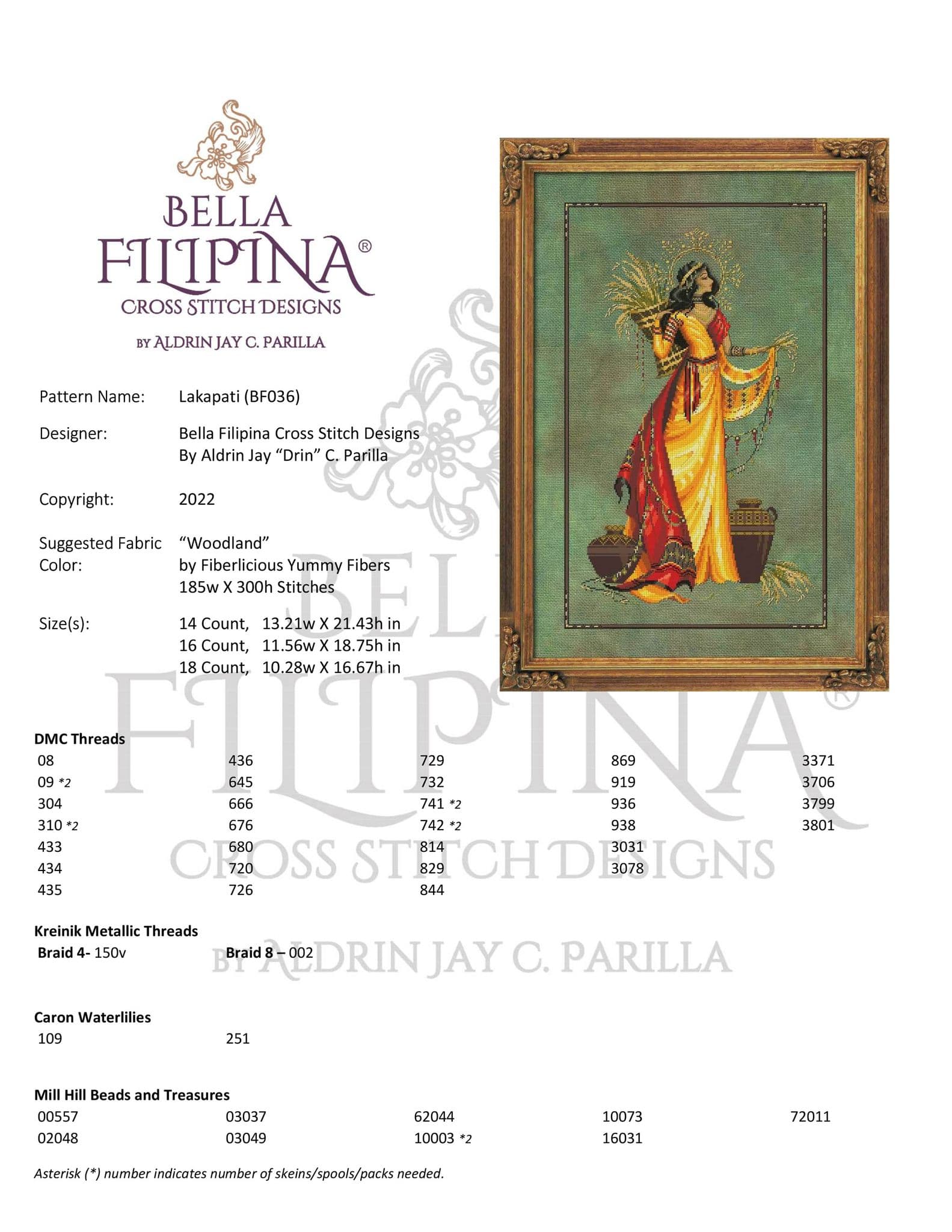 Bella Filipina Lakapati printed cross stitch chart