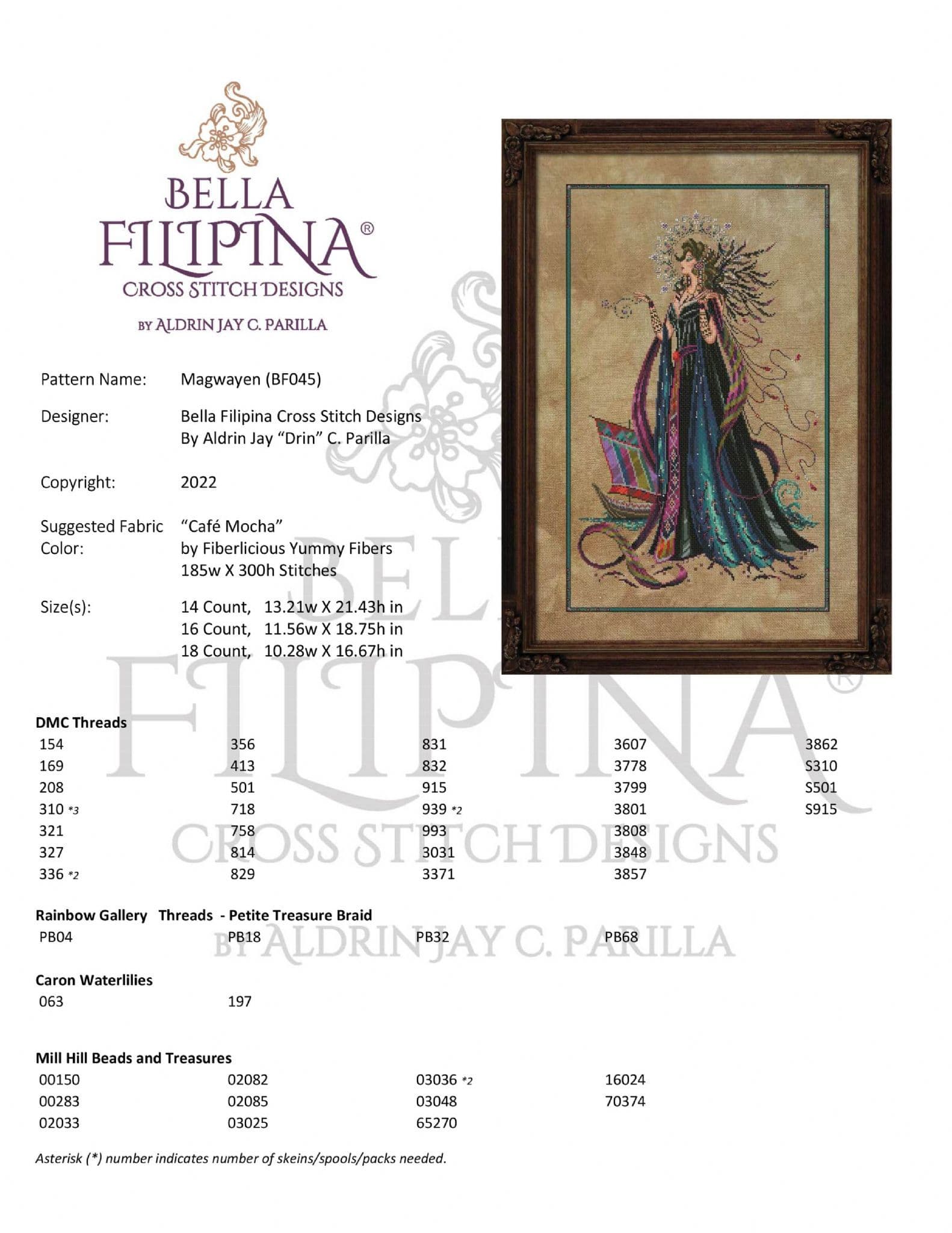 Bella Filipina Magwayen printed cross stitch chart