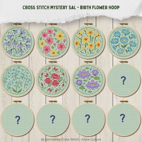 Birth Flower Hoop SAL from Artmishka Designs Project Pack