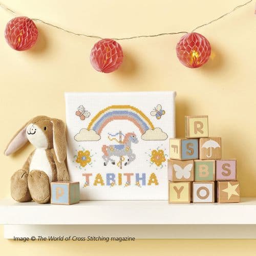 Birth Sampler Carousel ABC WOXS Issue 321 July 2022 project pack