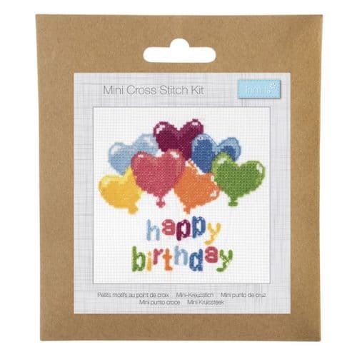 Birthday Balloons Mini cross stitch kit