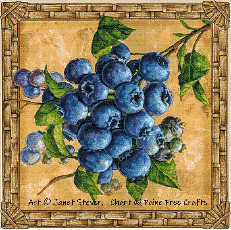 Blueberries by Paine Free Crafts printed cross stitch chart