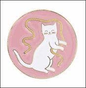 Bohin White Cat with Tape Enamel Needle Minder