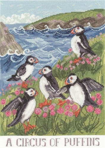 Bothy Threads A Circus of Puffins cross stitch kit