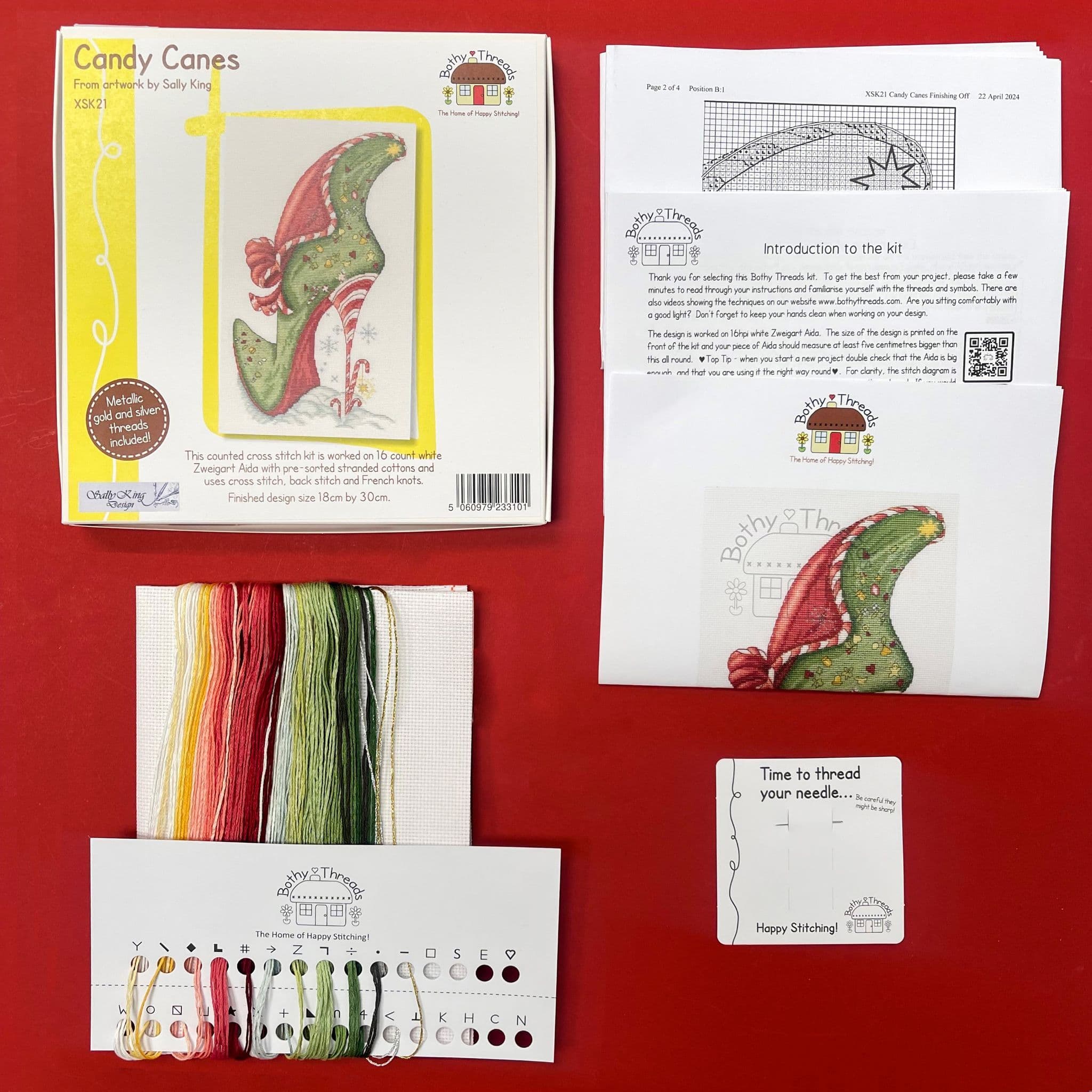 Bothy Threads Candy Canes cross stitch kit