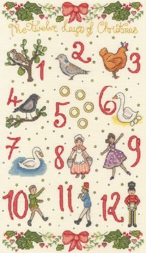 Bothy Threads Five Gold Rings cross stitch kit