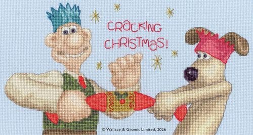 Bothy Threads Wallace & Gromit Cracking Christmas! cross stitch kit