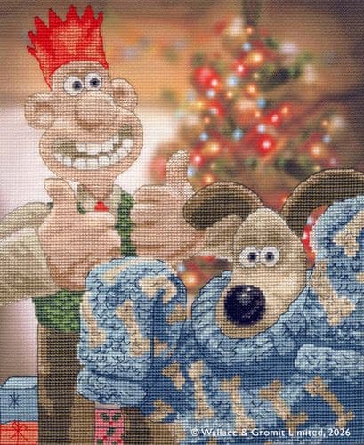 Bothy Threads Wallace & Gromit Happy Holidays Old Pooch! cross stitch kit