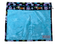Bright Dogs - Handmade Project Bag with see through panel and zip