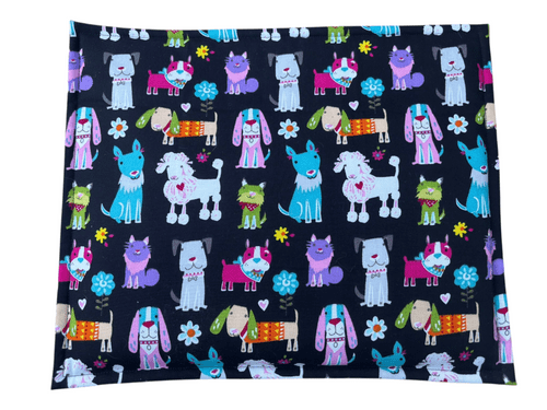 Bright Dogs - Handmade Project Bag with see through panel and zip