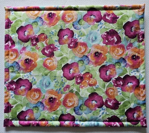 Bright Flowers - Small Handmade Project Bag with see through panel and zip