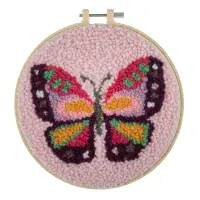 Butterfly Punch Needle Kit - Yarn and Hoop