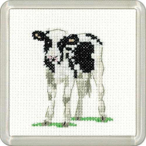 Calf Coaster Kit cross stitch kit  - Little Friends Coasters
