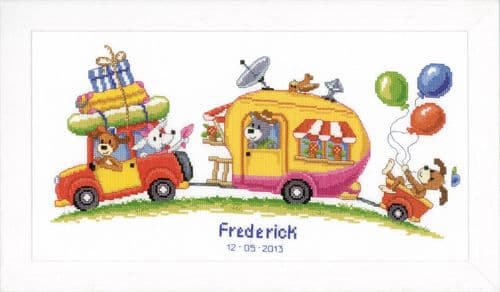 Caravan Trip Birth Record Counted Cross Stitch Kit by Vervaco