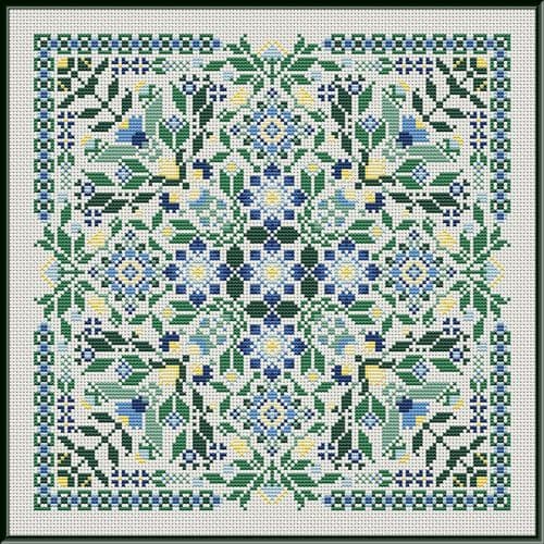 Carolyn Manning Designs Buttercream & Blue printed cross stitch chart