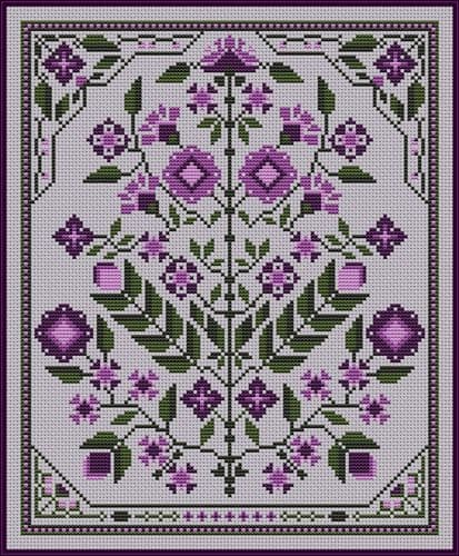 Carolyn Manning Designs Petals of Purple printed cross stitch chart
