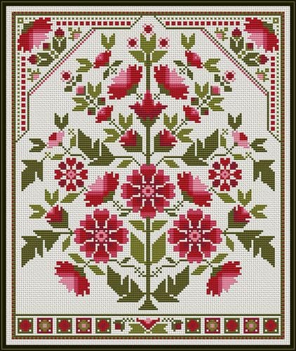 Carolyn Manning Designs Petals of Red printed cross stitch chart