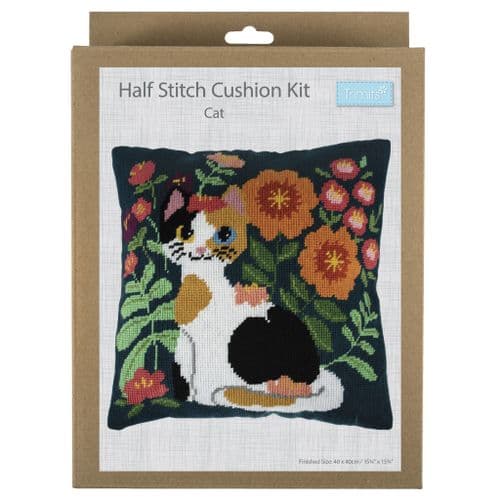 Cat cushion half cross stitch tapestry kit