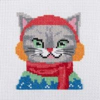 Cat Ear Muffs Mini cross stitch kit