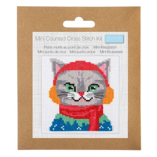 Cat Ear Muffs Mini cross stitch kit