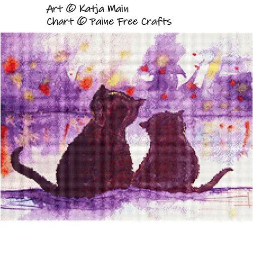 Cat Silhouette by Paine Free Crafts printed cross stitch chart