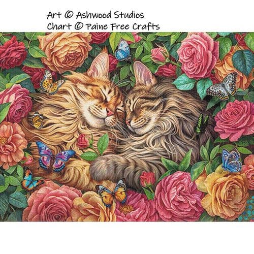 Cats In Love by Paine Free Crafts printed cross stitch chart