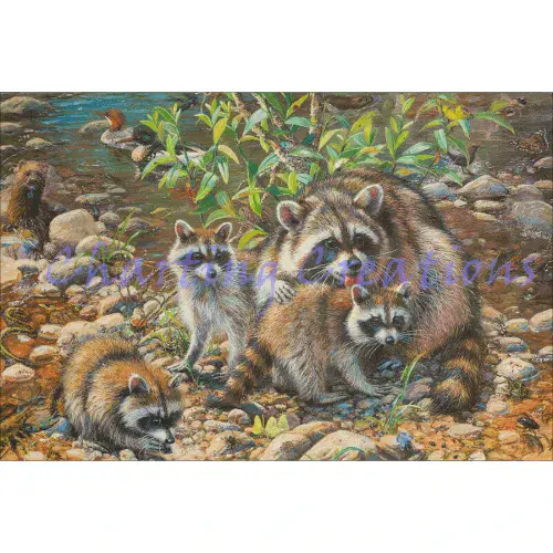 Charting Creations Raccoon Family and Friends printed cross stitch chart
