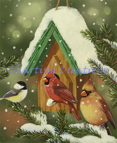 Charting Creations Snowy Birdhouse printed cross stitch chart