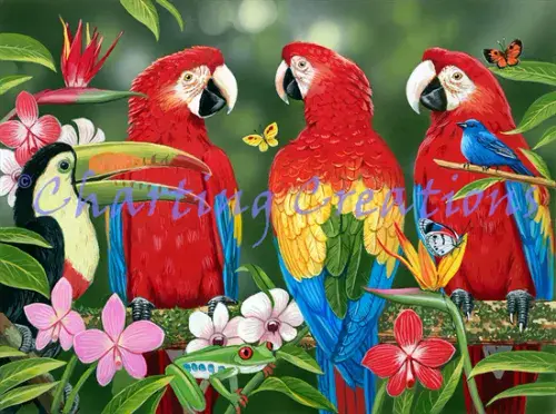 Charting Creations Tropical Friends printed cross stitch chart