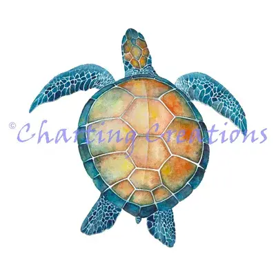 Charting Creations Watercolour Sea Turtle printed cross stitch chart