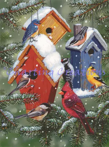 Charting Creations Winter Birdhouses printed cross stitch chart