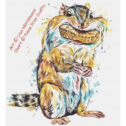 Chipmunk - Tiny Hoarder by Paine Free Crafts printed cross stitch chart