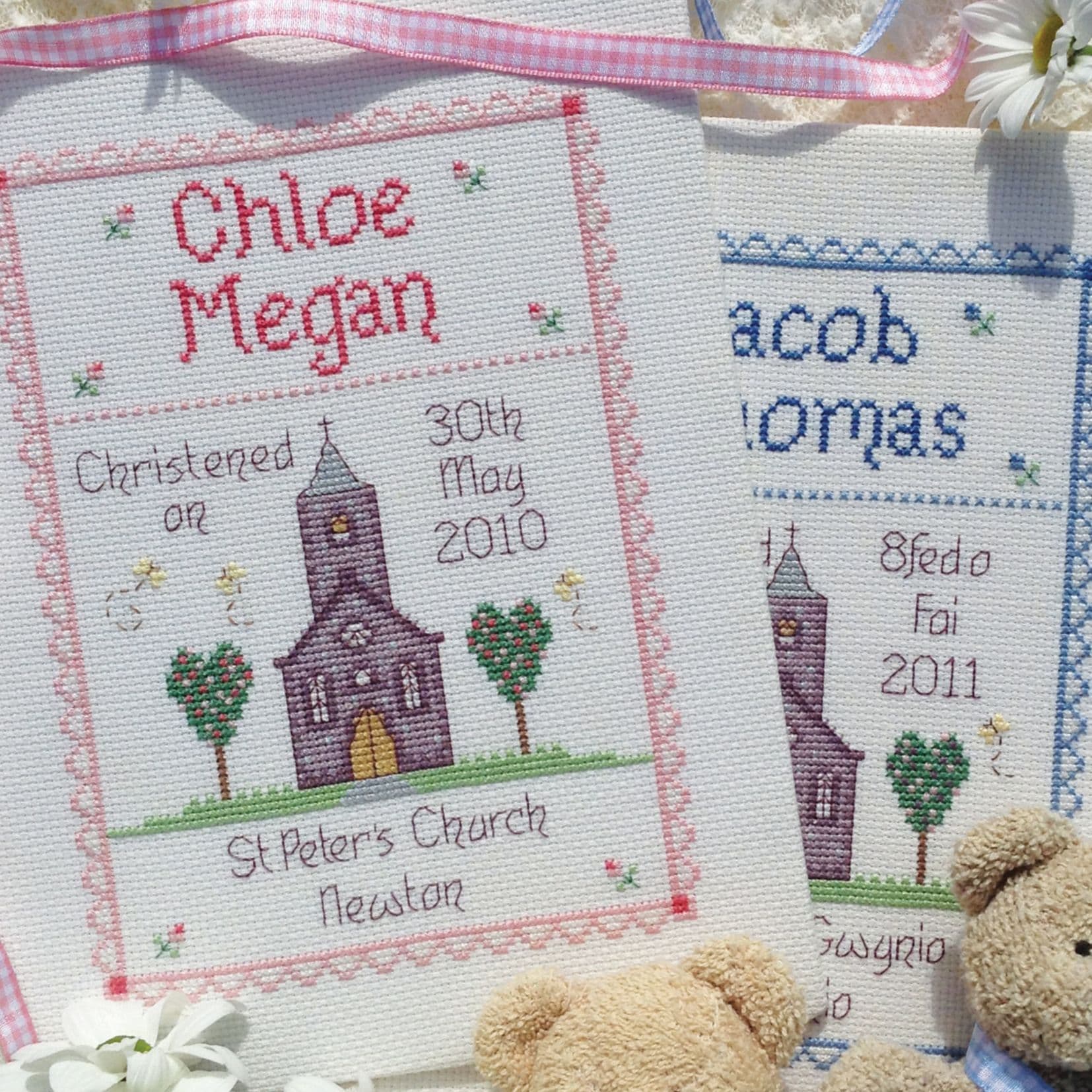 Christening printed cross stitch chart by Nia Cross Stitch