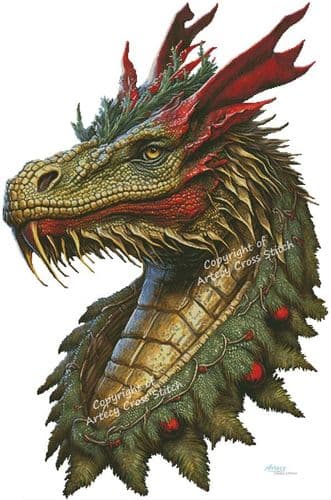 Christmas Dragon (Large) by Artecy printed cross stitch chart