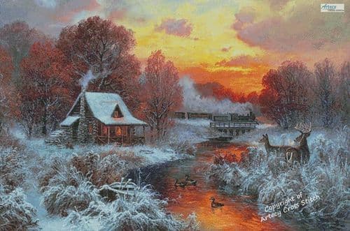 Christmas Train Route (Large) by Artecy printed cross stitch chart