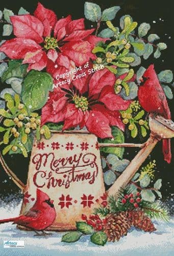 Christmas Watering Can by Artecy printed cross stitch chart