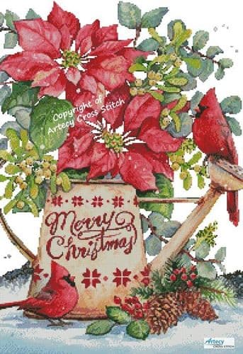 Christmas Watering Can (No Background) by Artecy printed cross stitch chart